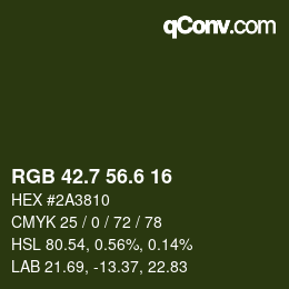 カラーコード: RGB 42.7 56.6 16 | qconv.com