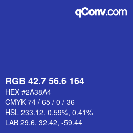 カラーコード: RGB 42.7 56.6 164 | qconv.com