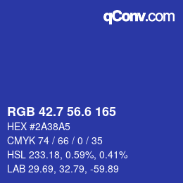 カラーコード: RGB 42.7 56.6 165 | qconv.com