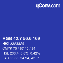 カラーコード: RGB 42.7 56.6 169 | qconv.com