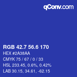カラーコード: RGB 42.7 56.6 170 | qconv.com