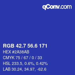 カラーコード: RGB 42.7 56.6 171 | qconv.com