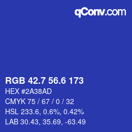 カラーコード: RGB 42.7 56.6 173 | qconv.com