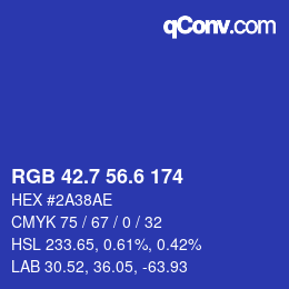 カラーコード: RGB 42.7 56.6 174 | qconv.com