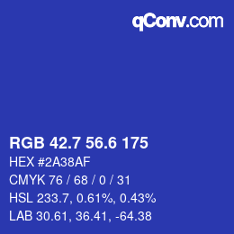 カラーコード: RGB 42.7 56.6 175 | qconv.com