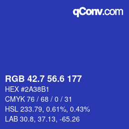 カラーコード: RGB 42.7 56.6 177 | qconv.com