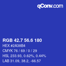 カラーコード: RGB 42.7 56.6 180 | qconv.com