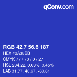 カラーコード: RGB 42.7 56.6 187 | qconv.com