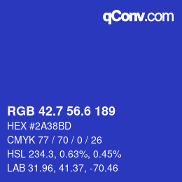 カラーコード: RGB 42.7 56.6 189 | qconv.com