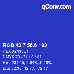 カラーコード: RGB 42.7 56.6 193 | qconv.com