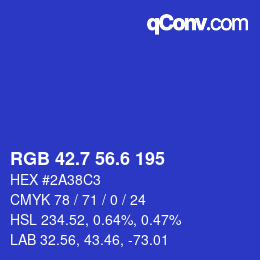 カラーコード: RGB 42.7 56.6 195 | qconv.com