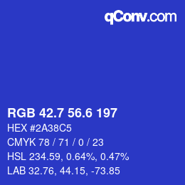 カラーコード: RGB 42.7 56.6 197 | qconv.com