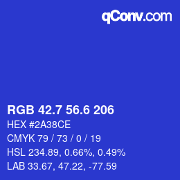 カラーコード: RGB 42.7 56.6 206 | qconv.com