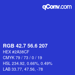 カラーコード: RGB 42.7 56.6 207 | qconv.com