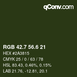 カラーコード: RGB 42.7 56.6 21 | qconv.com
