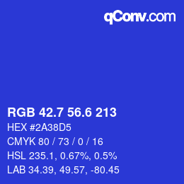 カラーコード: RGB 42.7 56.6 213 | qconv.com