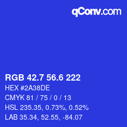 カラーコード: RGB 42.7 56.6 222 | qconv.com