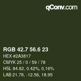 カラーコード: RGB 42.7 56.6 23 | qconv.com