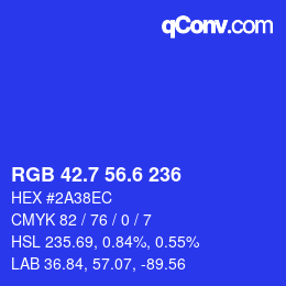 カラーコード: RGB 42.7 56.6 236 | qconv.com
