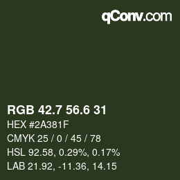 カラーコード: RGB 42.7 56.6 31 | qconv.com