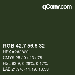 カラーコード: RGB 42.7 56.6 32 | qconv.com