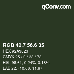 カラーコード: RGB 42.7 56.6 35 | qconv.com