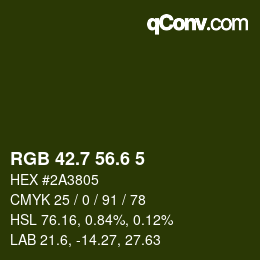 カラーコード: RGB 42.7 56.6 5 | qconv.com