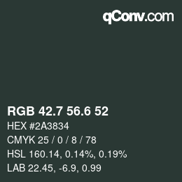 カラーコード: RGB 42.7 56.6 52 | qconv.com