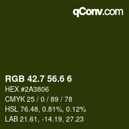 カラーコード: RGB 42.7 56.6 6 | qconv.com