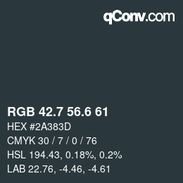 カラーコード: RGB 42.7 56.6 61 | qconv.com