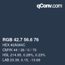 カラーコード: RGB 42.7 56.6 76 | qconv.com