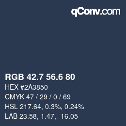 カラーコード: RGB 42.7 56.6 80 | qconv.com