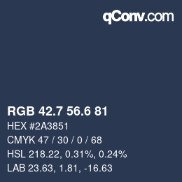 カラーコード: RGB 42.7 56.6 81 | qconv.com