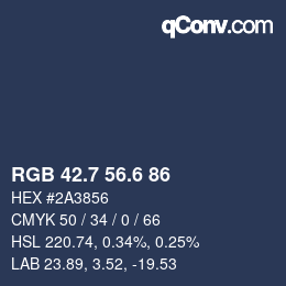 カラーコード: RGB 42.7 56.6 86 | qconv.com