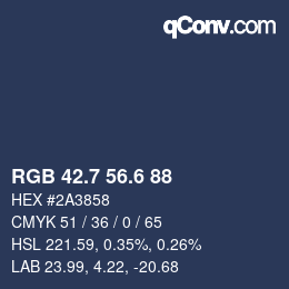 カラーコード: RGB 42.7 56.6 88 | qconv.com