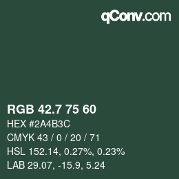 カラーコード: RGB 42.7 75 60 | qconv.com