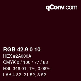 カラーコード: RGB 42.9 0 10 | qconv.com