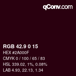 Color code: RGB 42.9 0 15 | qconv.com