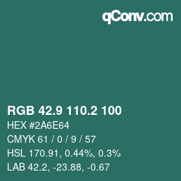 カラーコード: RGB 42.9 110.2 100 | qconv.com