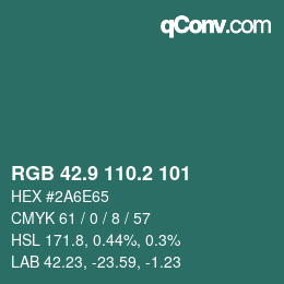 カラーコード: RGB 42.9 110.2 101 | qconv.com