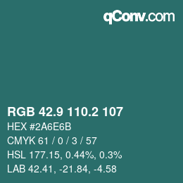 Color code: RGB 42.9 110.2 107 | qconv.com