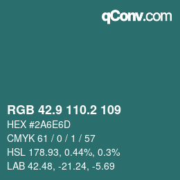 カラーコード: RGB 42.9 110.2 109 | qconv.com