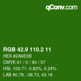 カラーコード: RGB 42.9 110.2 11 | qconv.com