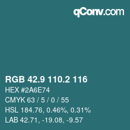 Color code: RGB 42.9 110.2 116 | qconv.com