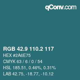 Color code: RGB 42.9 110.2 117 | qconv.com
