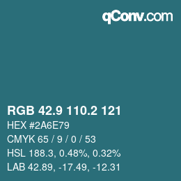 Color code: RGB 42.9 110.2 121 | qconv.com