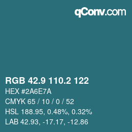 Color code: RGB 42.9 110.2 122 | qconv.com