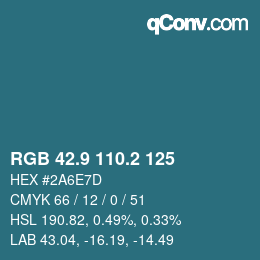 カラーコード: RGB 42.9 110.2 125 | qconv.com