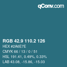 Color code: RGB 42.9 110.2 126 | qconv.com