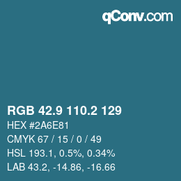 カラーコード: RGB 42.9 110.2 129 | qconv.com